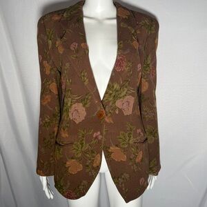 Giorgio Armani Brown Floral Wool Blazer
